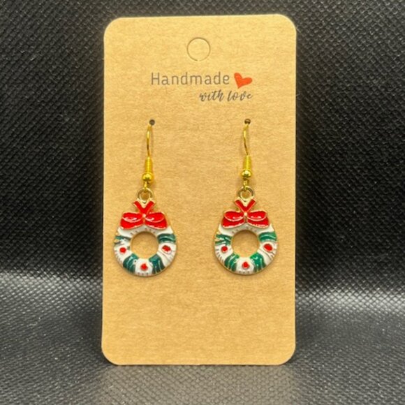 3/$12~Christmas Wreath Earrings - Picture 1 of 5